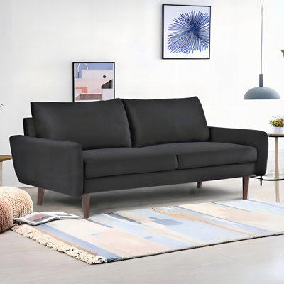 Modern Velvet Sofa, European Sleek Design Couch with Tapered Wooden Legs for Living Room