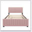 Lit plateforme double tapissier en velours avec lit gigogne simple-252496232