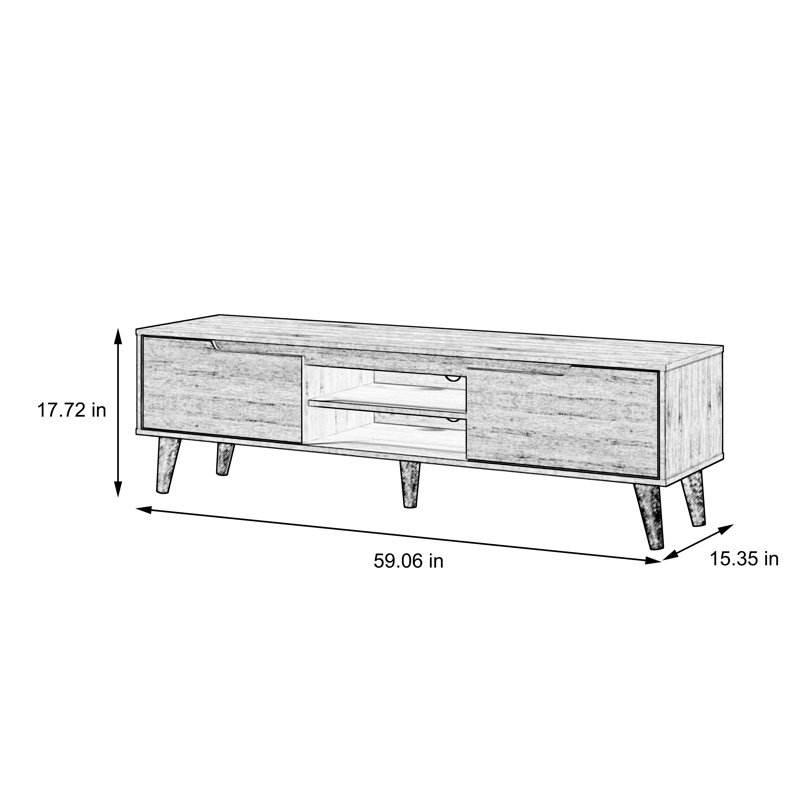 Menzel Unfinished TV Stand for TVs up to 65", Walnut/Cream White