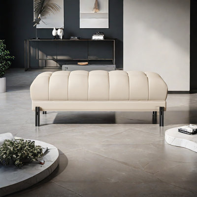 Banc rembourré en cuir de vache