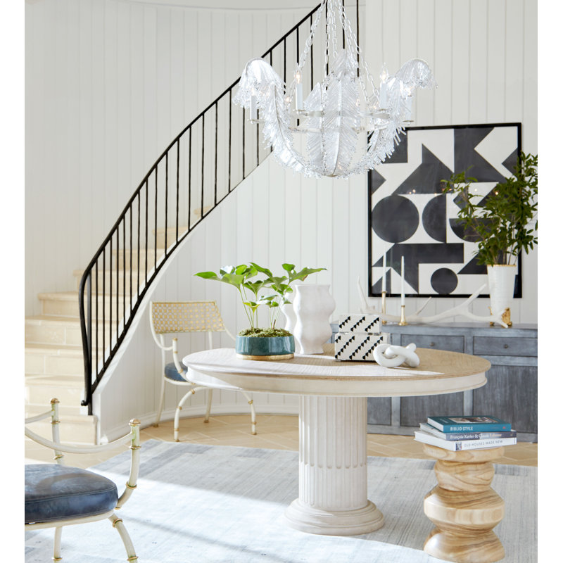 Calais 6 - Light Chandelier, Burnished Silver Leaf