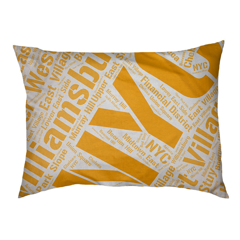 Coussin de chien « districts », Moyen (H 9,5 po x l 28 po x P 18 po), Orange, New York