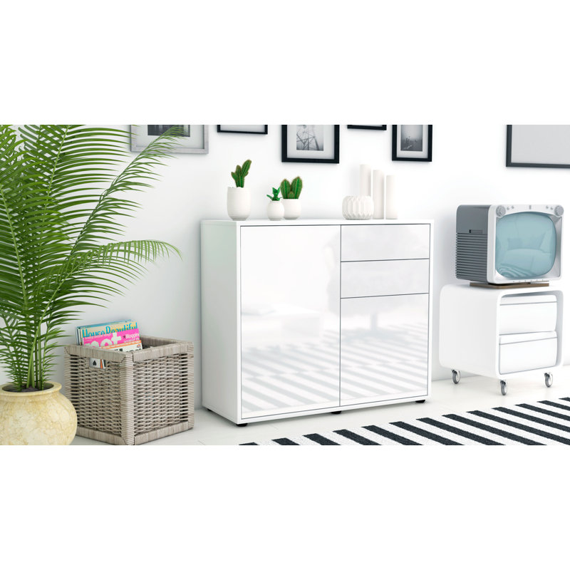 Princeton 92cm Sideboard, White/High-gloss white