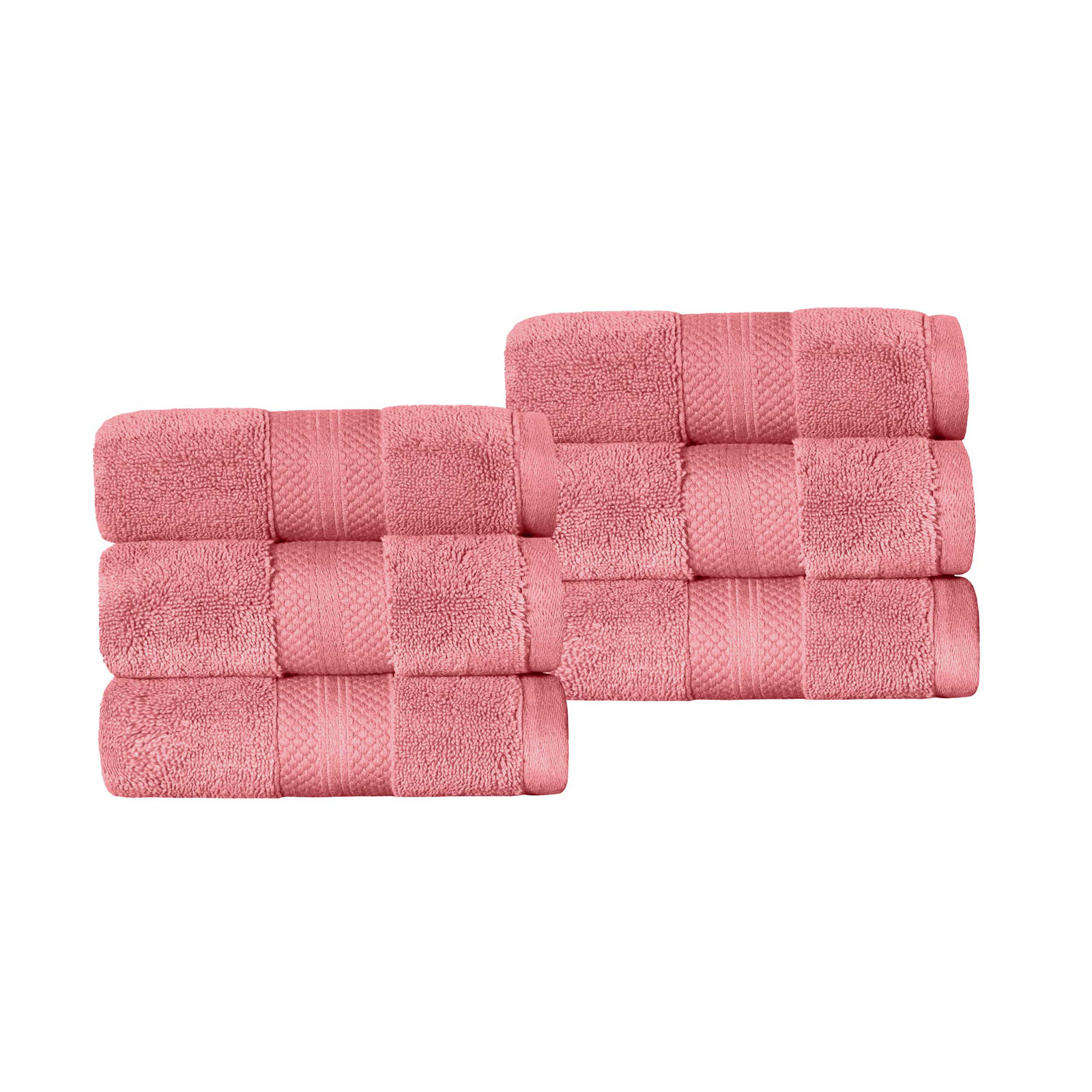 Finnian Ultra-Plush Heavyweight, 100% Turkish Towel Collection, Coral Pink, Hand Towels - 6 Pack