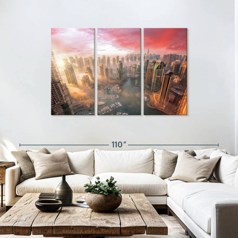 Sébbie, coucher de soleil à Dubaï, H 48 po x l 74 po