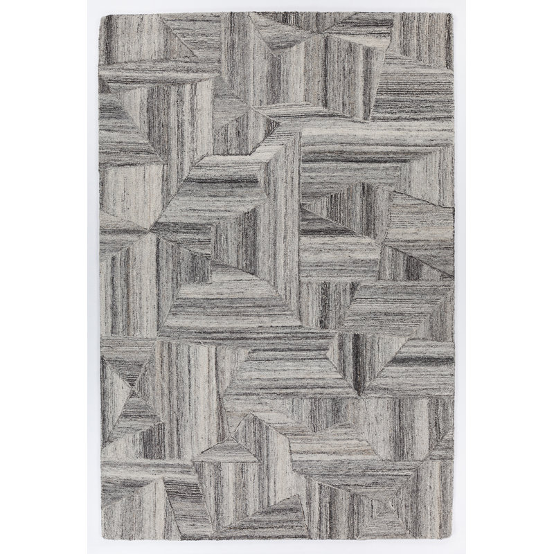 Tapis gris en laine Kesha Performance, Rectangle 5 pi x 7 pi 6 po