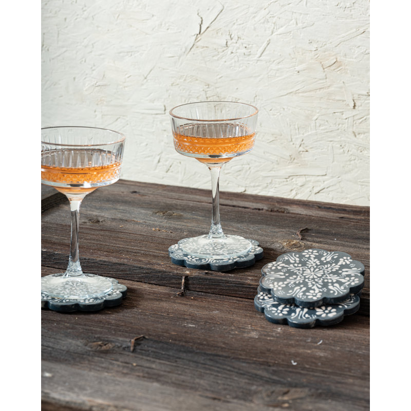 Hand Painted Ceramic Ceramic Coaster, Gray