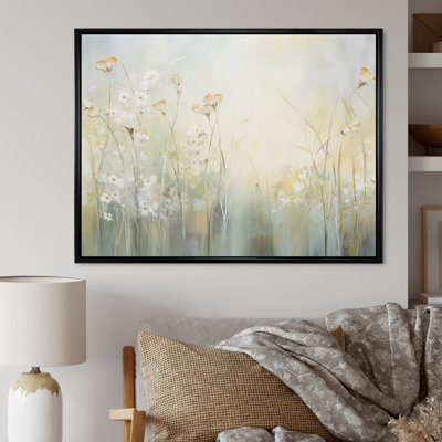 Green Beige Serene Meadows I - Abstract Botanicals Canvas Print Wall Art