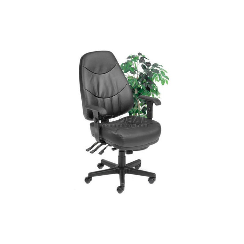 Black High Back Leather Executive Swivel Chair with Adjustable Arms