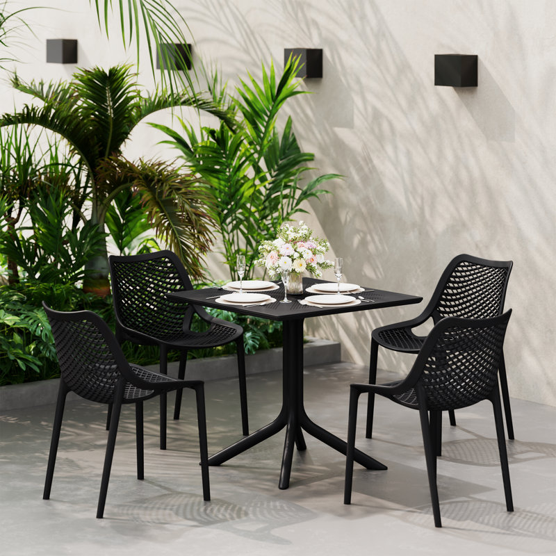 Ensemble repas carré pour 4 personnes, Noir