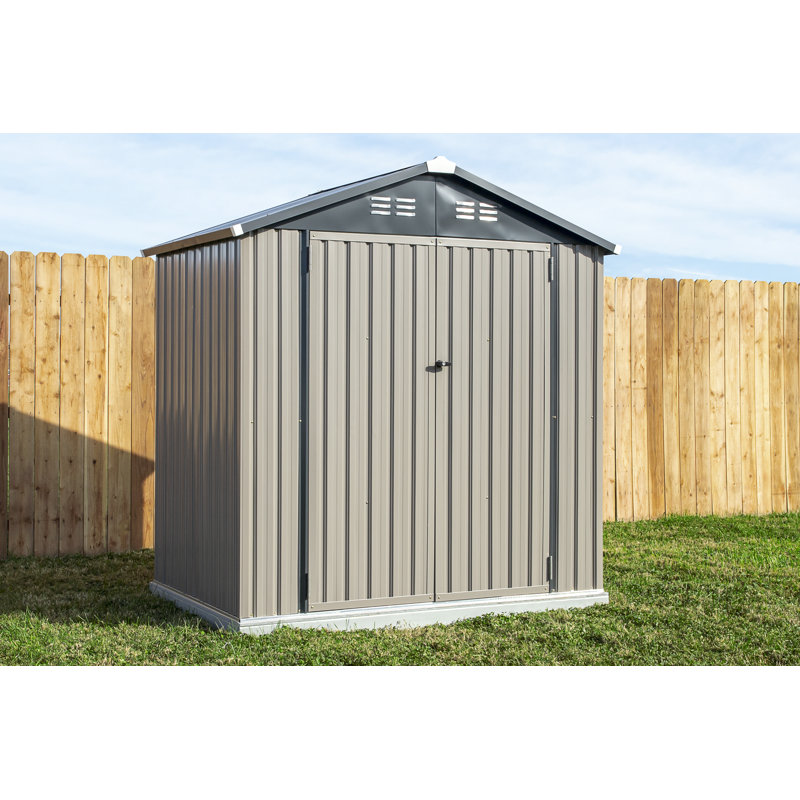 6 ft. x 4 ft. Tan and Brown Metal Storage Shed