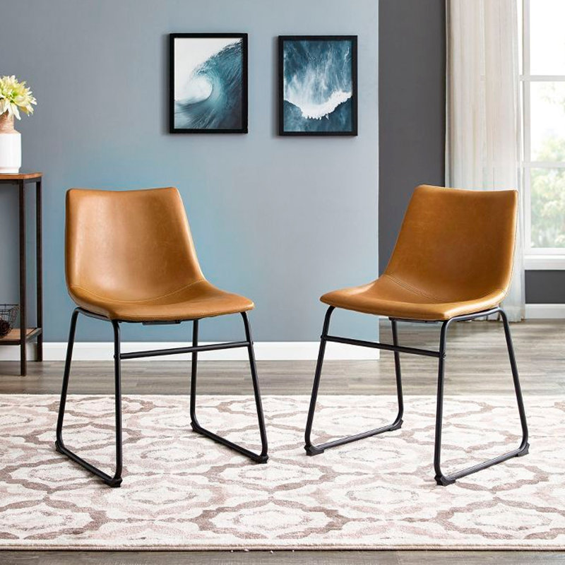 Chaise d'appoint rembourrée en métal Chronister, Orange / brun clair / orange