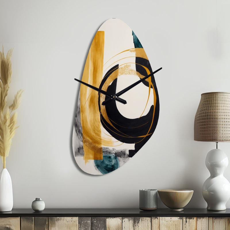 Grande horloge murale transitionnelle abstraite moderne Art déco III vert moderne, Grand