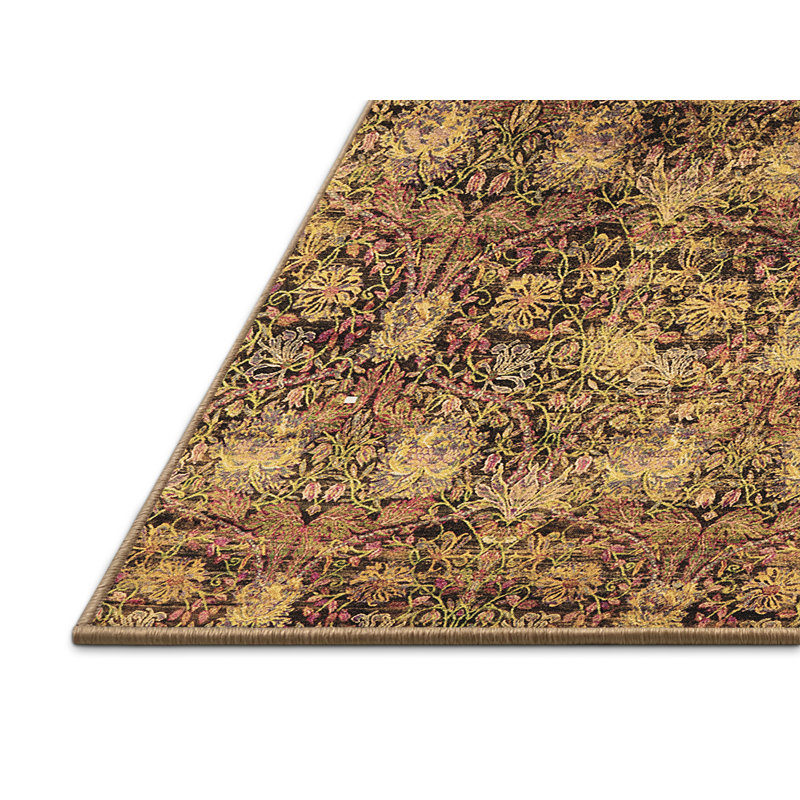 Tapis en laine / polyester Anjana fabriqué à la machine en brun, Rectangle 7 pi x 9 pi