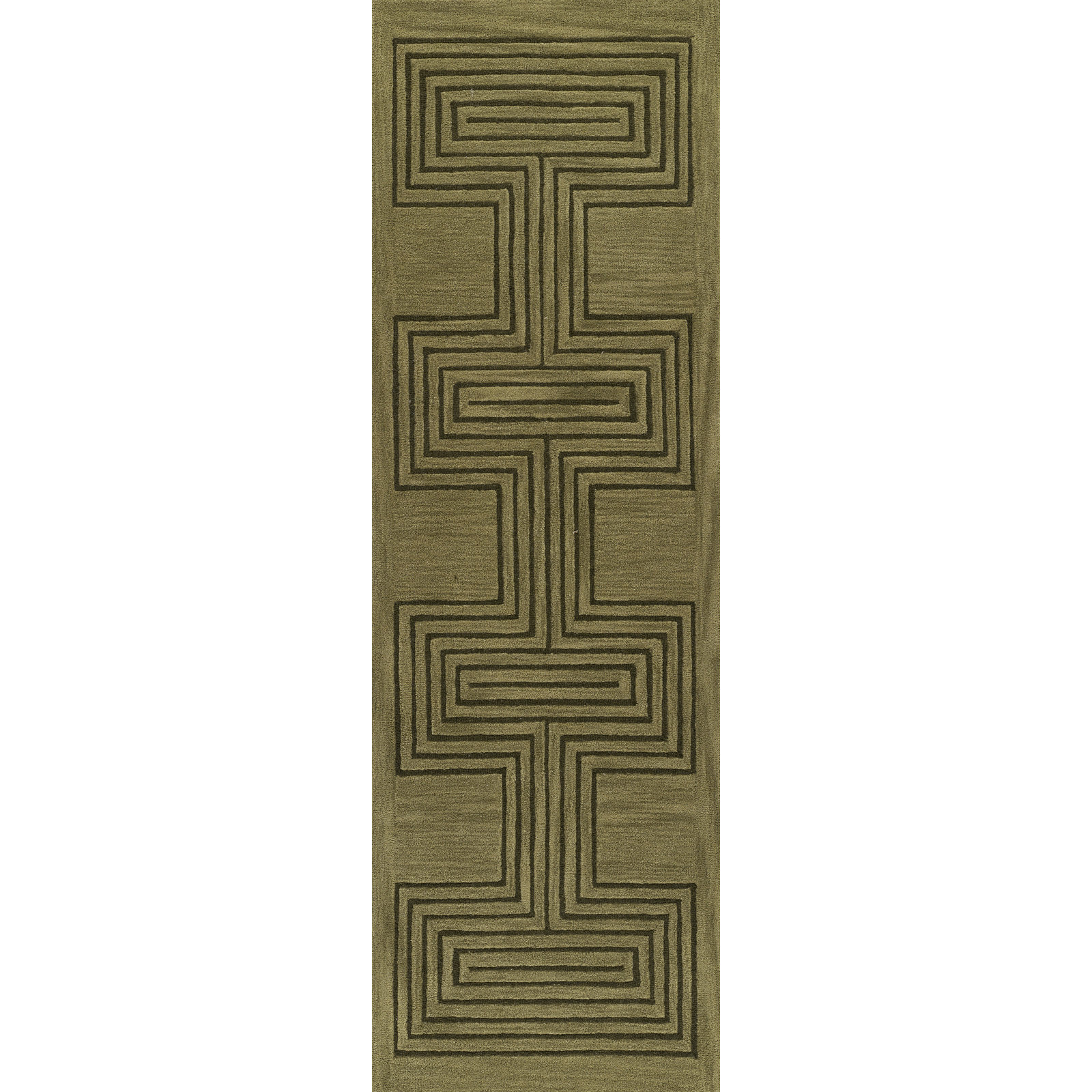 Orlie Hand Tufted Wool Brown Rug, Runner 2'6" x 8', Green