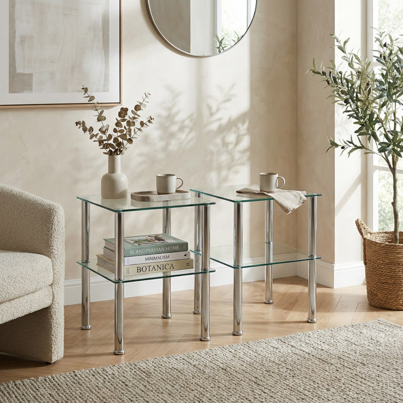 Ernestene Glass Top End Table