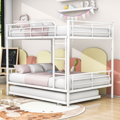 Full Over Full Metal Bunk Bed With Twin Size Trundle