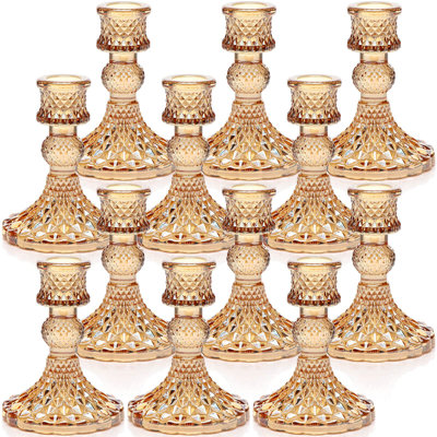 Ensemble de 12 chandeliers - chandeliers coniques en H de 4 po en vrac, chandeliers en verre pour le mariage, la fête, les centres de table de souper d'automne, les cadeaux de fête et le décor de rebord de fenêtre