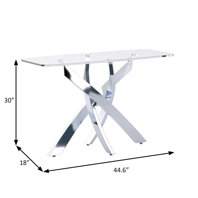 Table de canapé contemporaine l 44,6 po, chrome