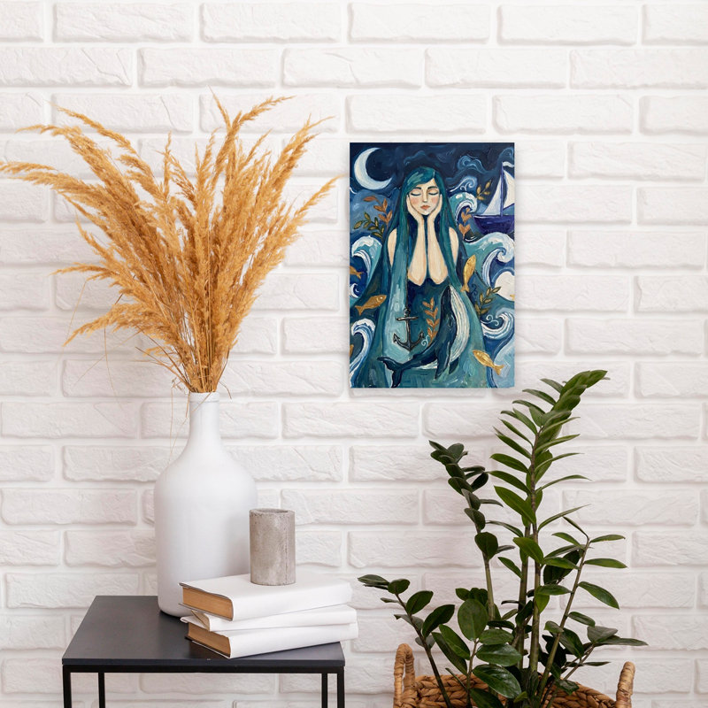 «Serene Ocean Dream Dreamy Ethereal Peaceful Fish Whale Ocean Landscape», reproduction d'art mural, 18" H x 12" W
