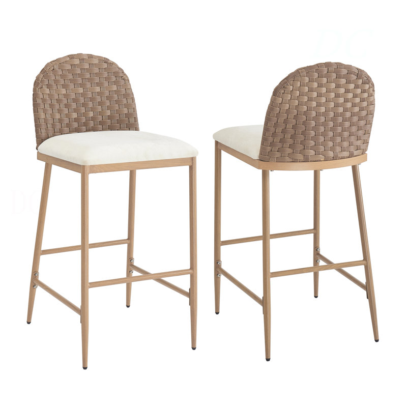 Ensemble de 2 tabourets de bar 29,5 po Farmhouse, avec dossier en rotin pour la cuisine