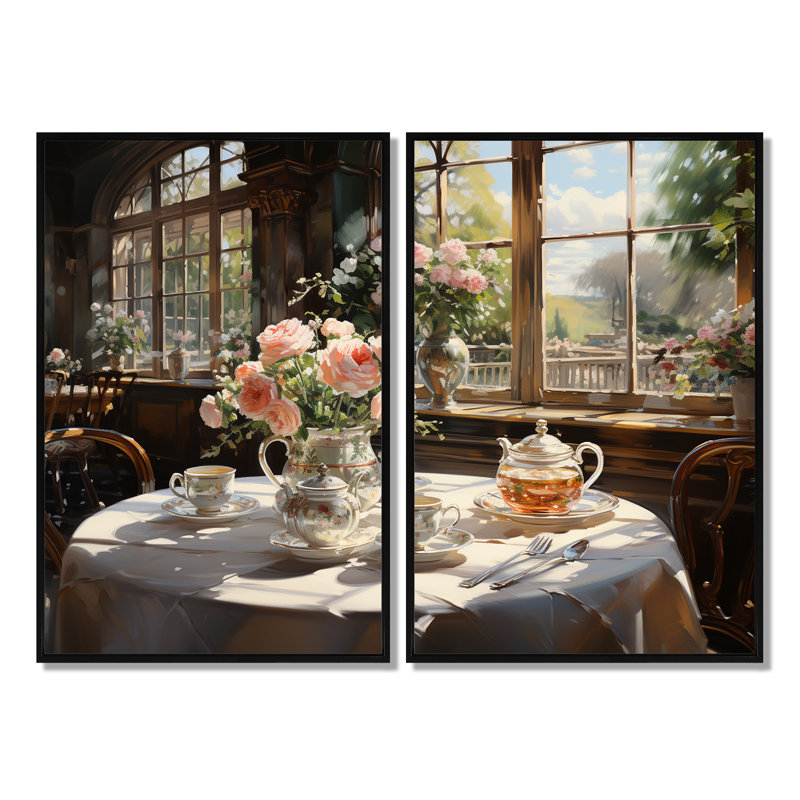 Ensemble de 2 art mural traditionnel Country Club, Impression encadrée flottante, Noir, H 36 po x l 48 po