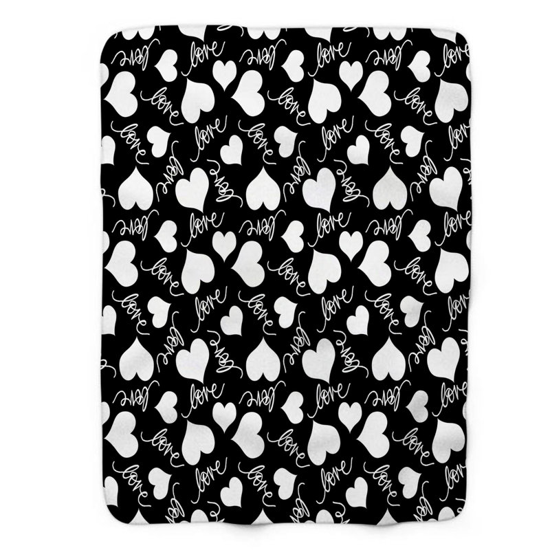 Couverture rose en sherpa de qualité supérieure 1 pièce Pink Adore Hearts, Grand lit
