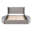 Lit plateforme tapissier moderne avec 1 grand tiroir, 2 tabourets de rangement latéraux, cadre de lit moderne pour chambre d'amis-87370224
