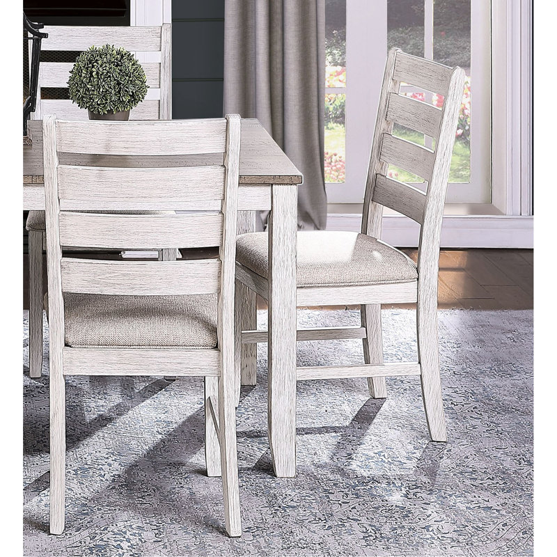 Ensemble 5 pièces de salle à manger décontracté - Table rectangulaire en bois et 4 chaises rembourrées en tissu gris et blanc et brun