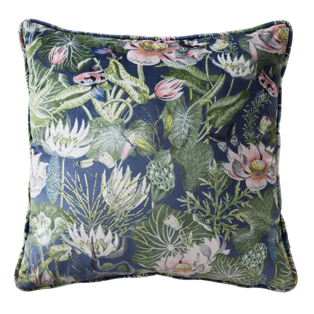 Waterlily Feathers Floral Square Scatter Cushion
