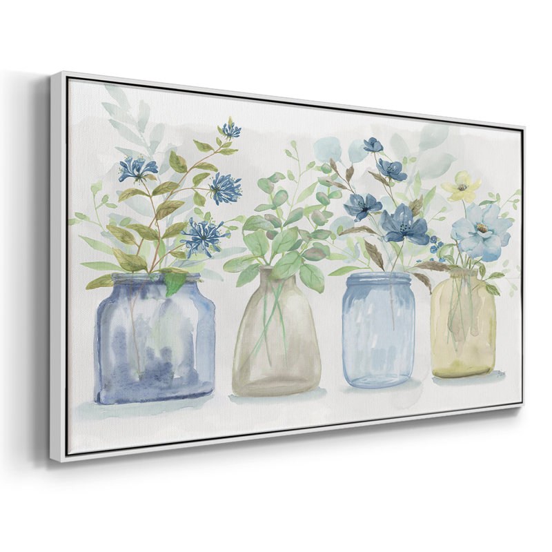 Blue Pickings - Toile tendue avec châssis encadré - Prêt à accrocher, H 21 po x l 41 po, Blanc
