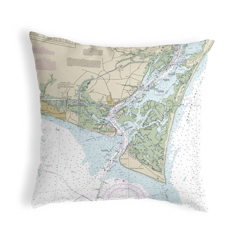 Nautical Map Outdoor Reversible Throw Pillow