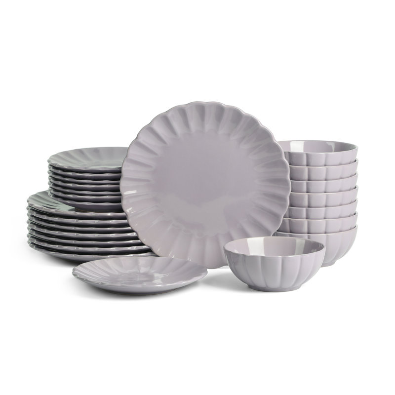 Earth & Clay Phoenix 24-Piece Dinnerware Set Stoneware, White