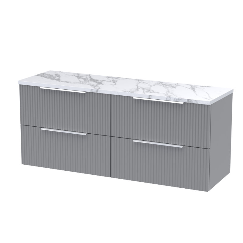 Fluted 121.5cm Double Bathroom Vanity Base Only, Satin Grey