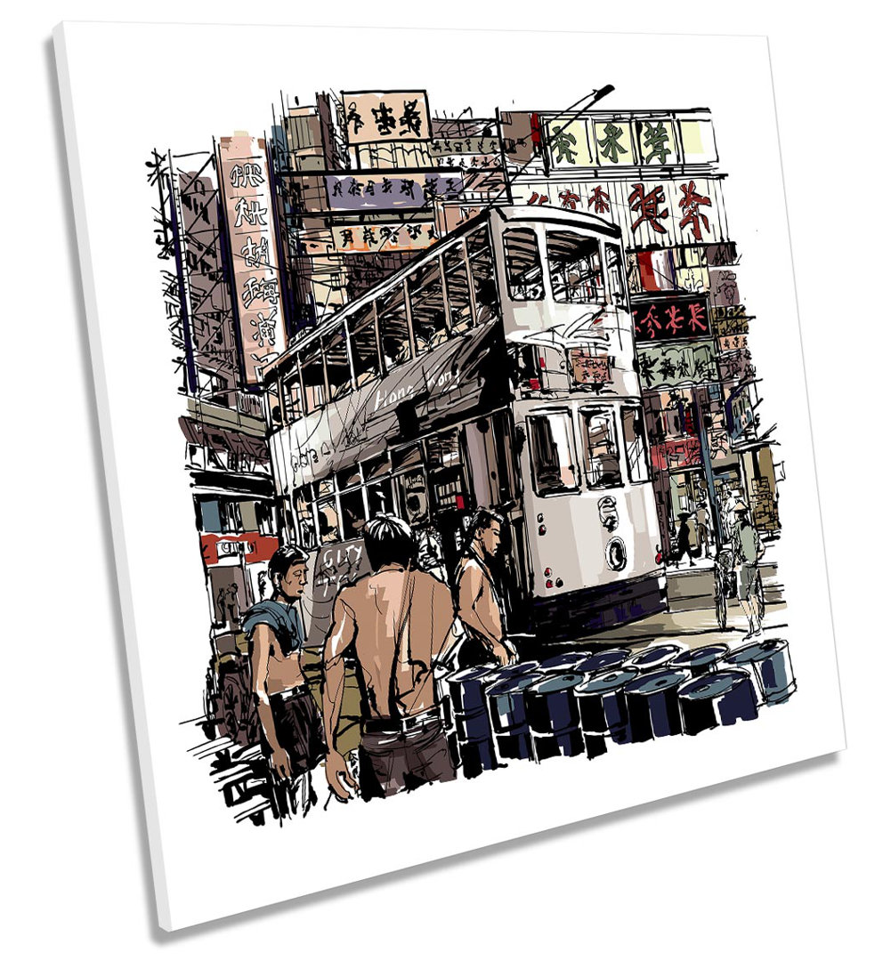 Z0103 Hong Kong Tram City - Wrapped Canvas Print