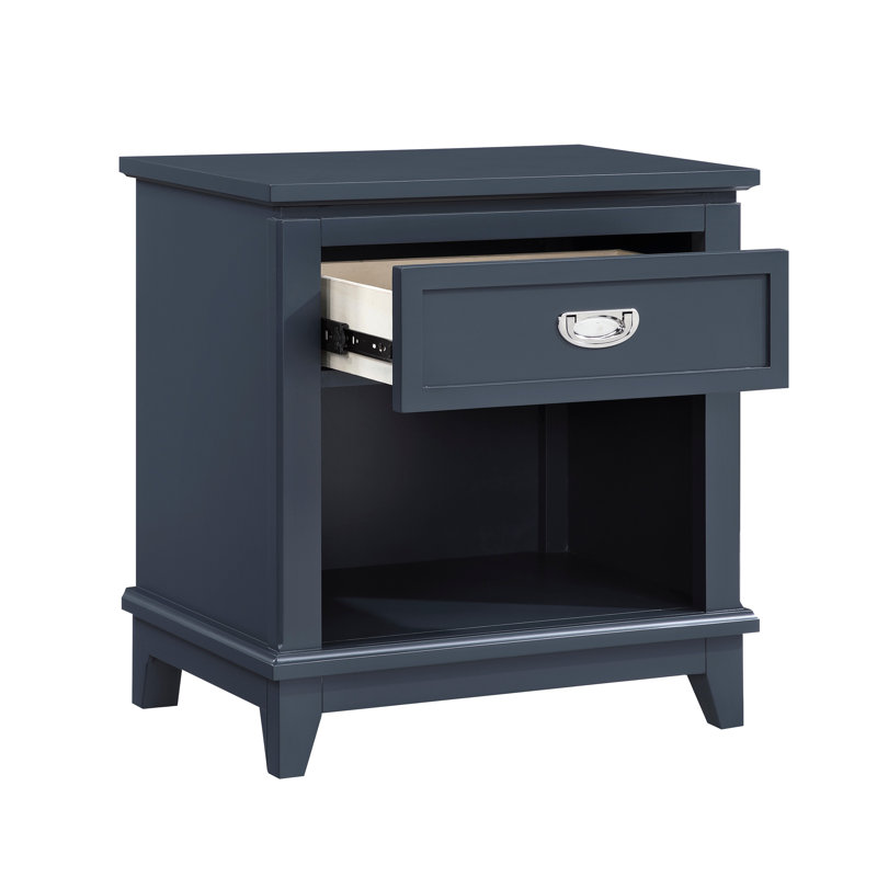 Finition table de chevet 1pc avec tiroir de rangement et tablette inférieure, Marine