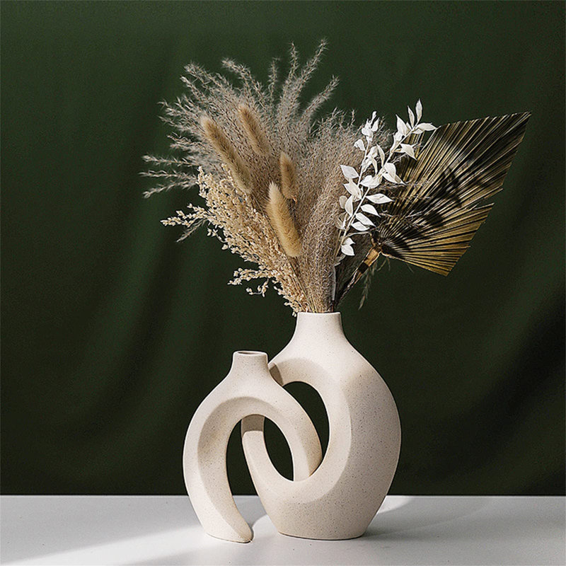 Danett Ceramic Table Vase, White