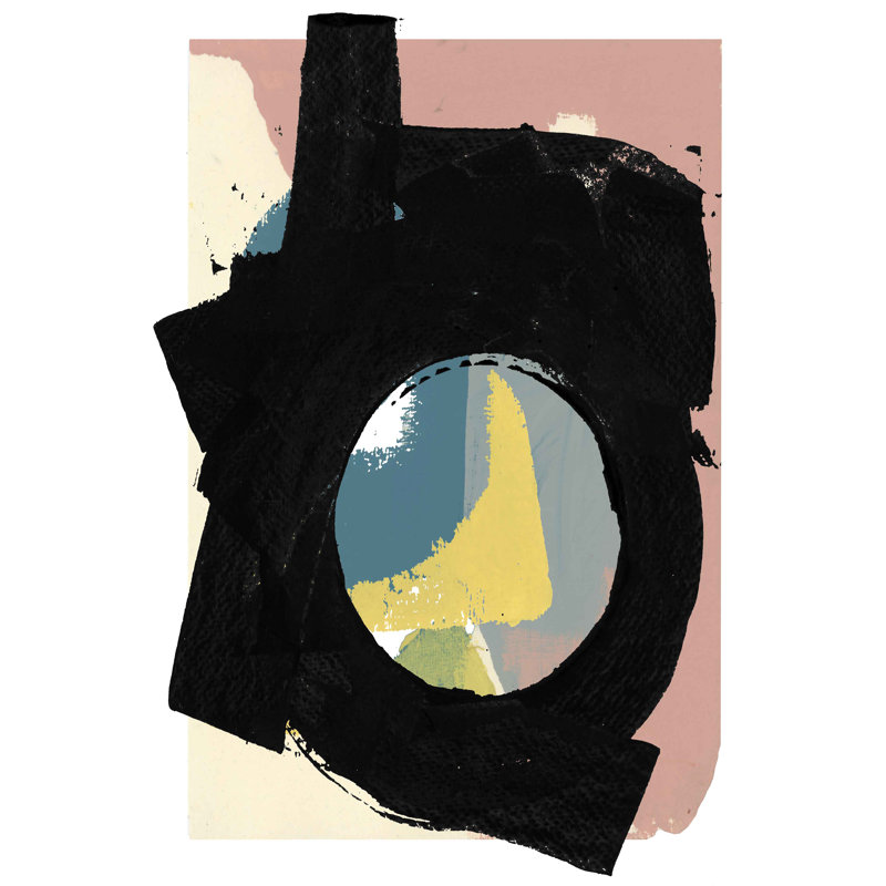 Zen Abstract II - Painting on Canvas, Black Floater Framed, 46 cm H x 30 cm W