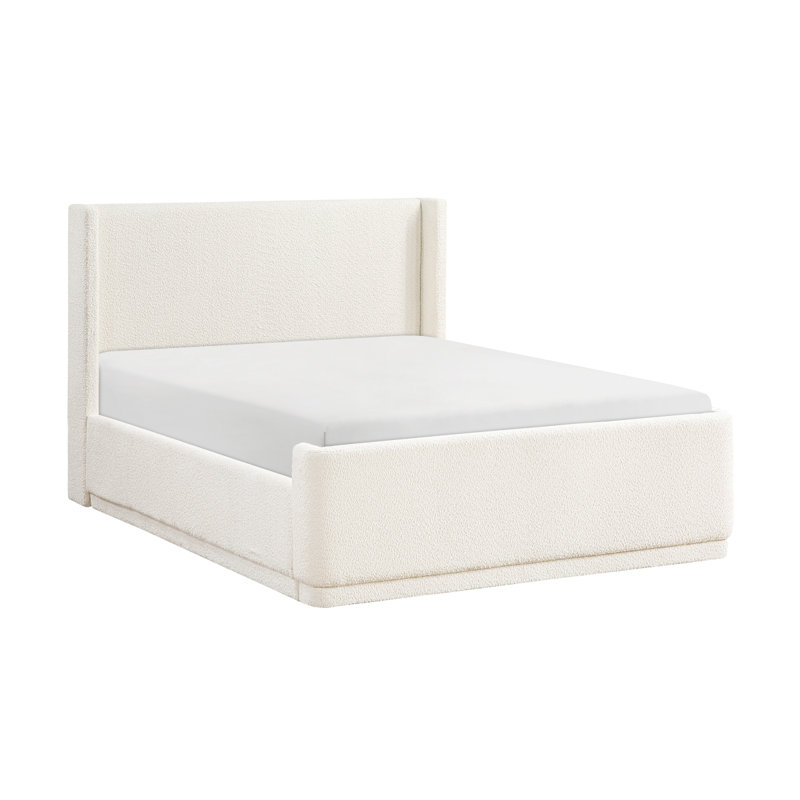 Zara Fully Upholstered Platform Bed, Queen, Beige