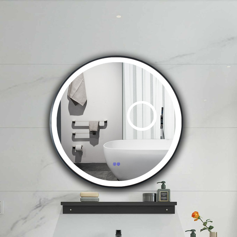 Largent Flat Wall Mirror, 29.8 x 29.8, Silver