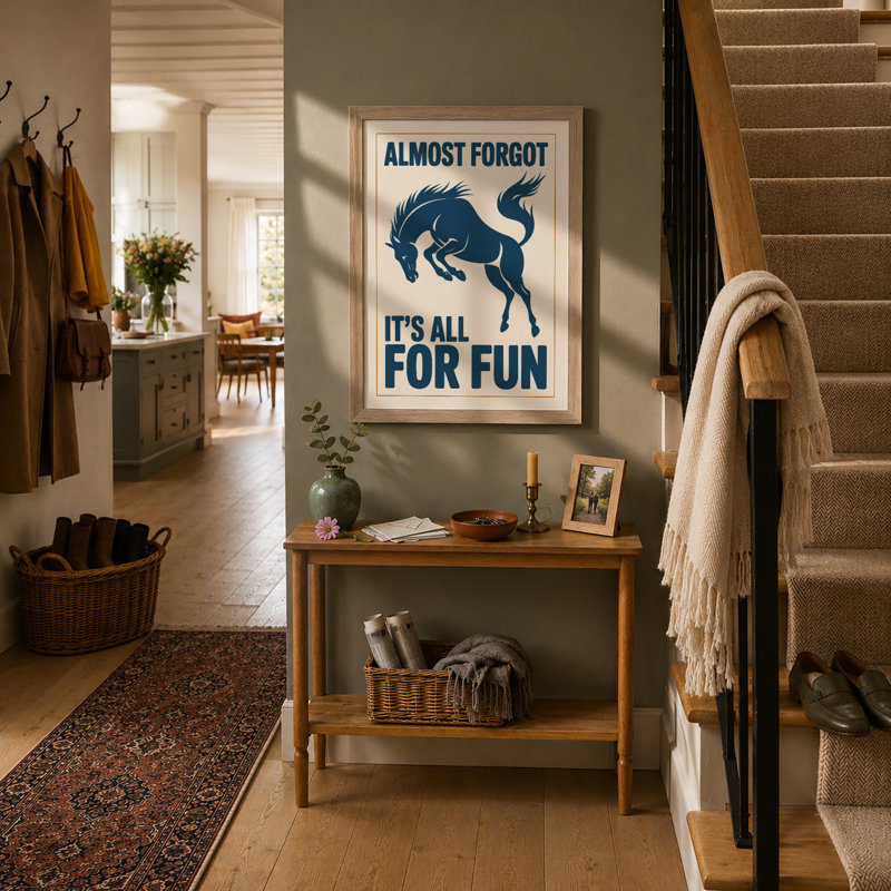 Almost Forgot It's All For Fun Mid-Century - Framed Print, A3 - 42.0 x 29.7 cm, Oak