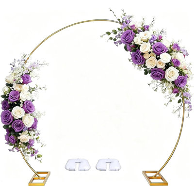 Cadre en arc de cercle en métal avec base DIDADI, support de fond rond de 8 pi, toile de fond arquée, arches de mariage pour la fête d'anniversaire, célébration, fête de naissance, décoration de graduation et anniversaire