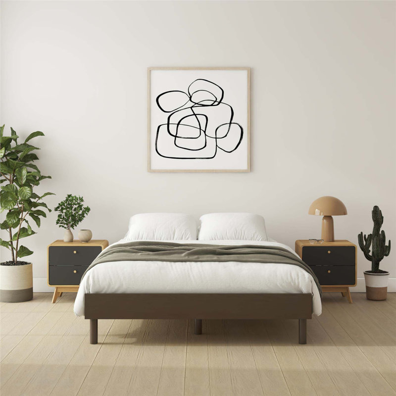 Cologne Tool-Less Wood Platform Bed, Queen Size, Easy Assembly, No Box Spring Needed, Sturdy And Stylish Design, Queen