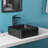  14.3" x 14.3" Black Square Vessel Bathroom Sink with Pop Up Drain