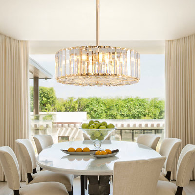 Herrin Modern Round Crystal Chandelier, Gold Semi Flush Mount Ceiling Lights