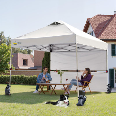10 Ft. W x 10 Ft. D Steel Pop Up Instant Canopy Tent with 2 Half Sidewalls