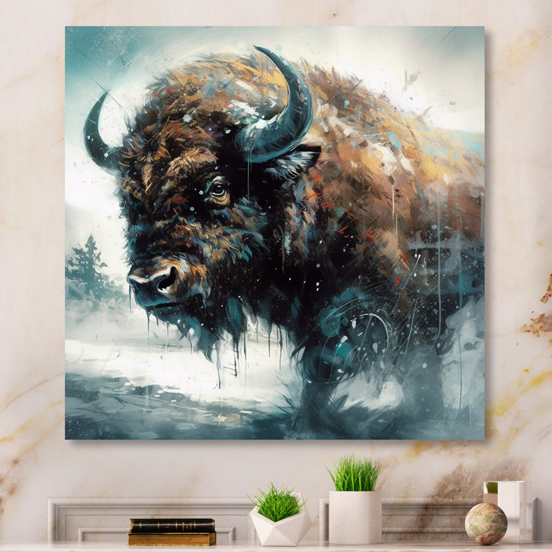 Portrait de bison dans la nature II sur toile, H 16 po x l 16 po x P 1 po, Toile tendue