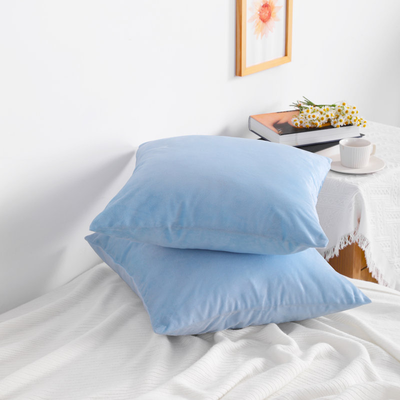 Housse de coussin carré à fermeture à glissière, housse en velours de luxe, très douce - NTBAY, Bleu ciel
