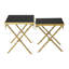 Smythe Glass Top Cross Legs Nesting Tables