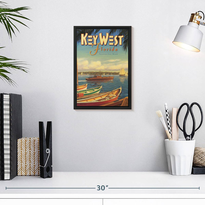 Key West Florida, 9" X 13", Floating Frame Black